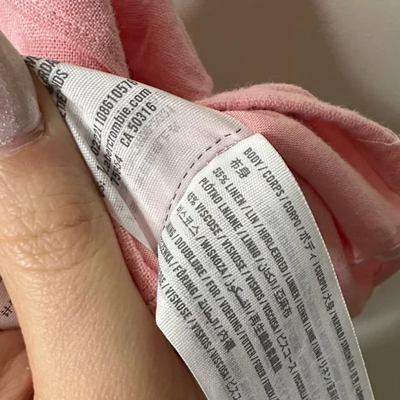 Abercrombie & Fitch Linen Pink Crop Top - Picture 3 of 5